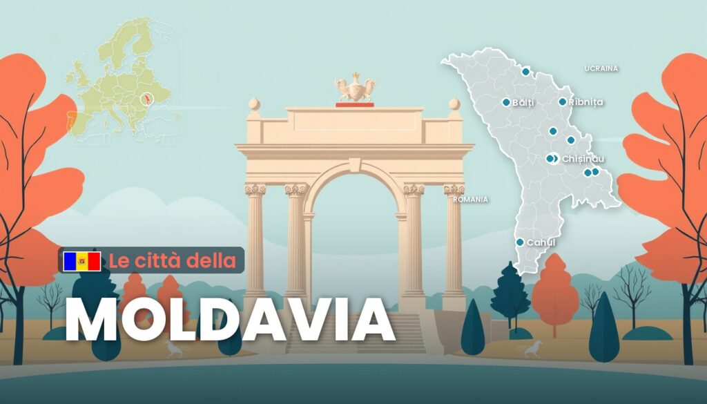 Le città della Moldavia: illustrazione con la cartina