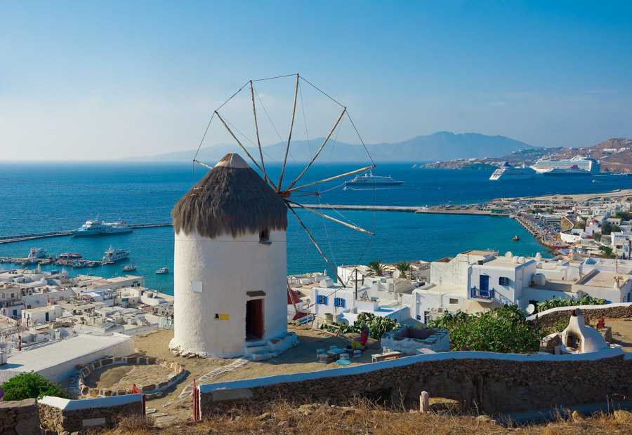 Un mulino a vento nell'Isola di Mikonos