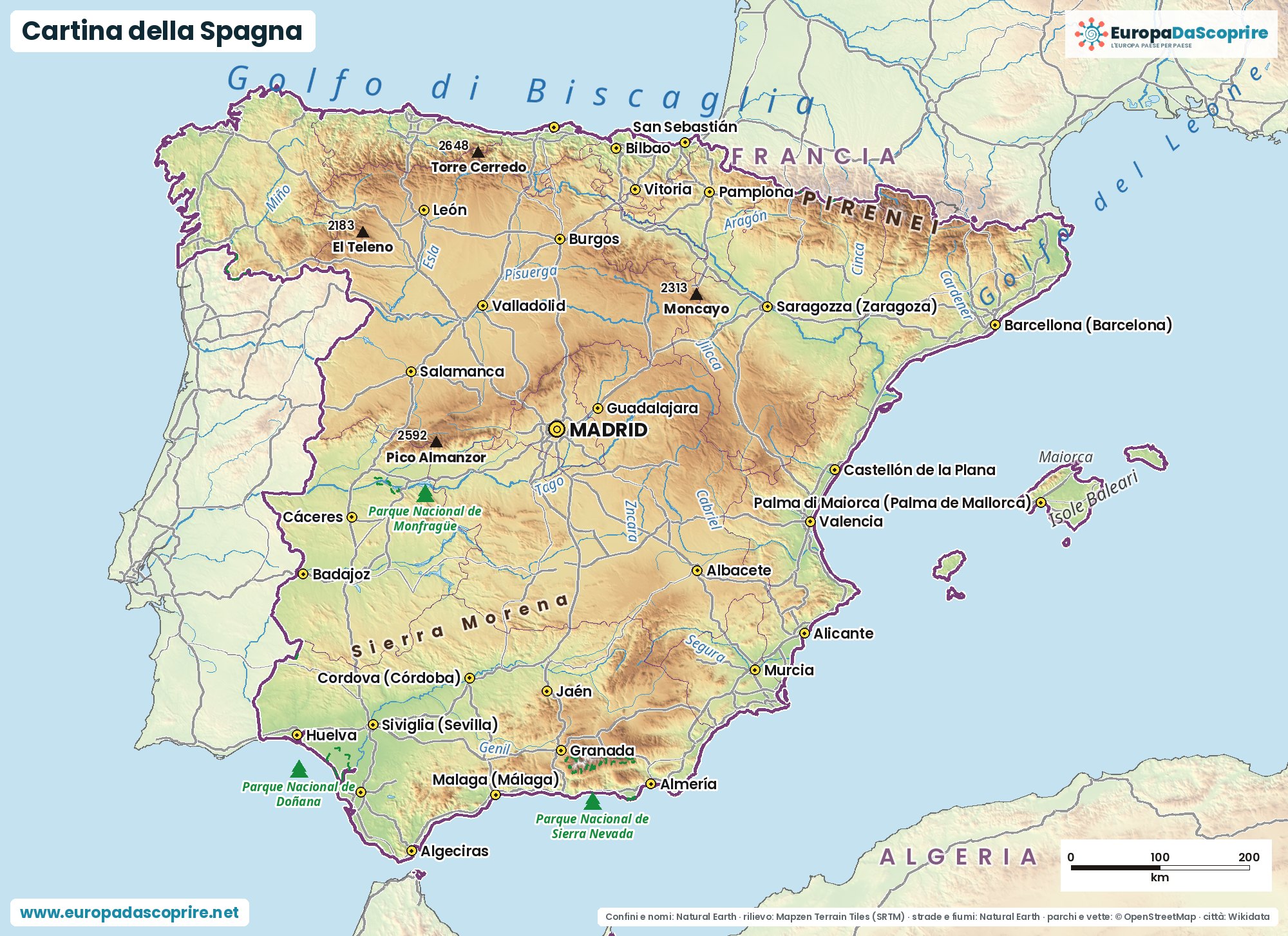 Cartina della Spagna