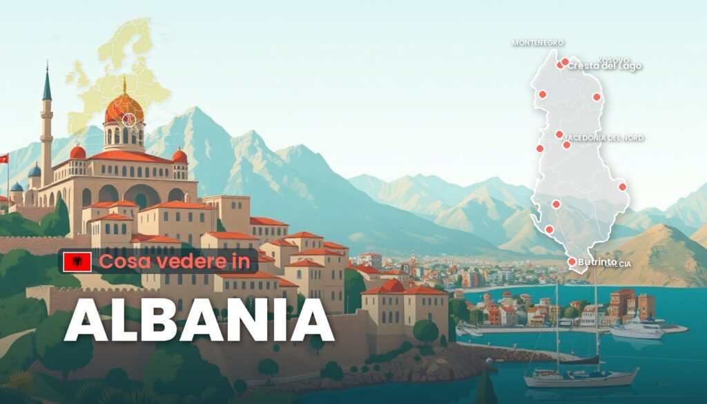 Cosa vedere in Albania: illustrazione con la cartina