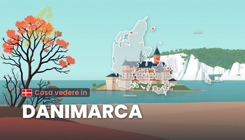 Cosa vedere in Danimarca: illustrazione con la cartina