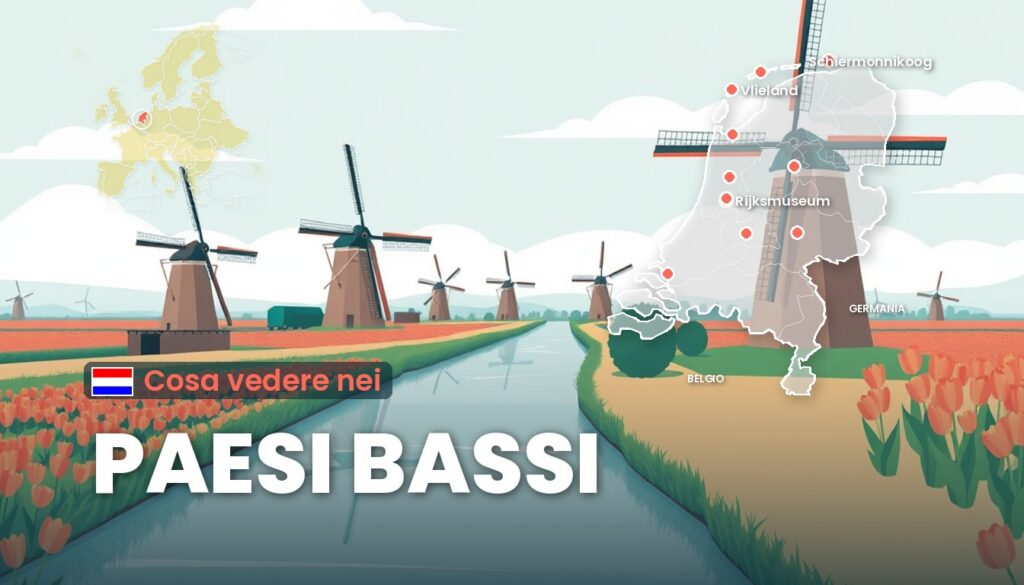 Cosa vedere nei Paesi Bassi: illustrazione con la cartina