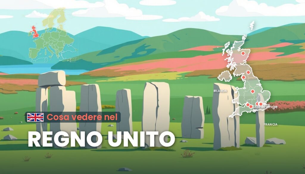Cosa vedere nel Regno Unito: illustrazione con la cartina
