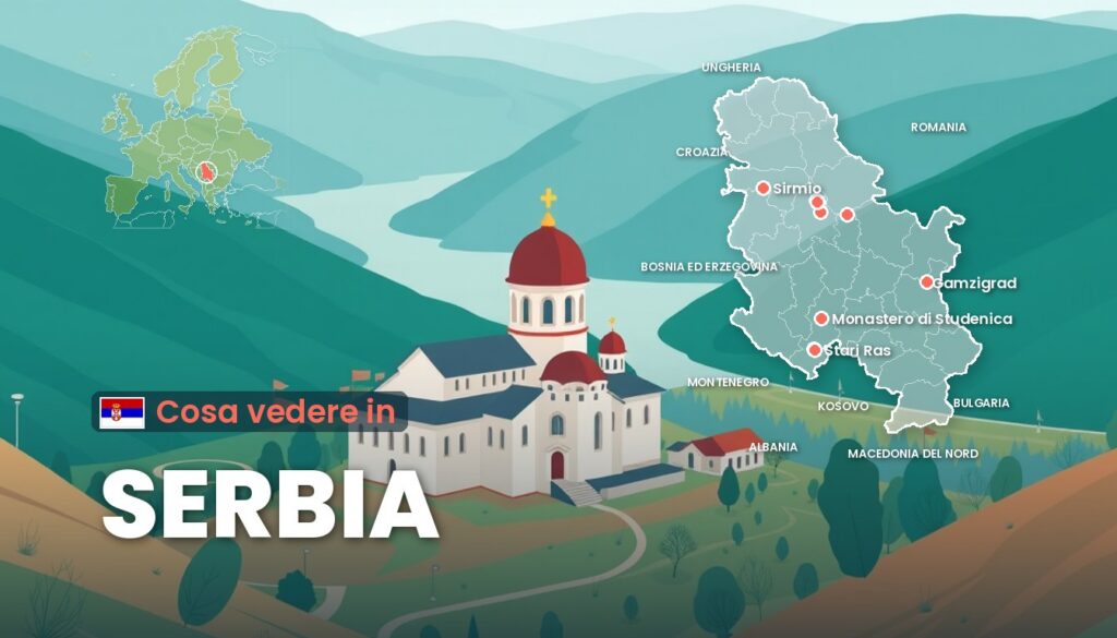 Cosa vedere in Serbia: illustrazione con la cartina