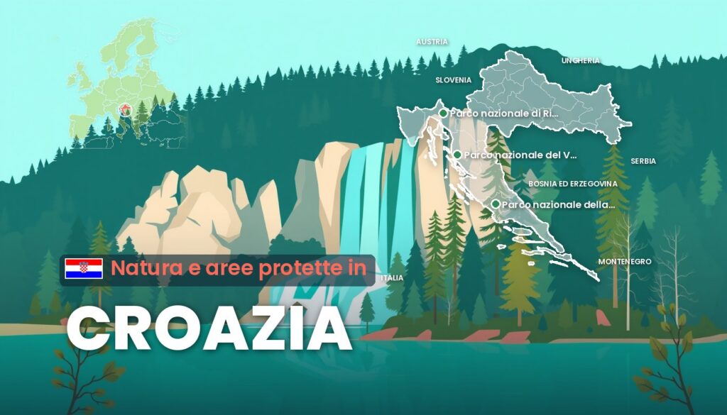 Natura e aree protette in Croazia: illustrazione con la cartina