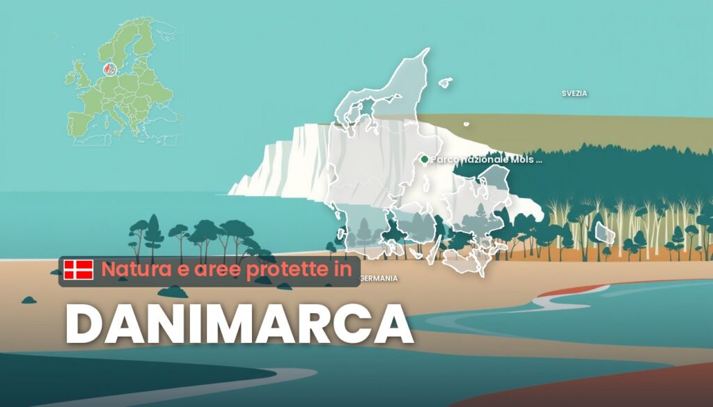 Natura e aree protette in Danimarca: illustrazione con la cartina