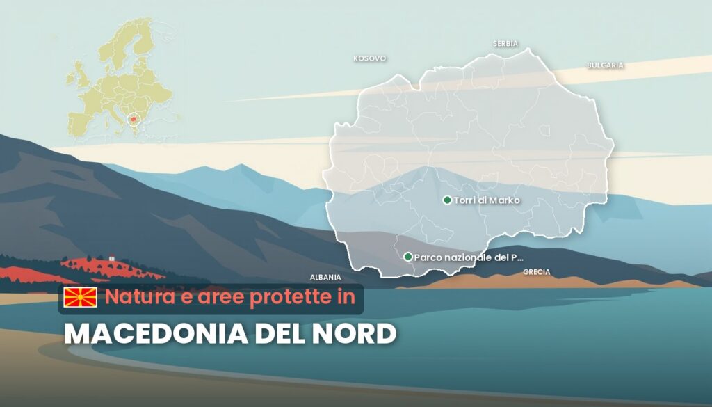 Natura e aree protette in Macedonia del Nord: illustrazione con la cartina