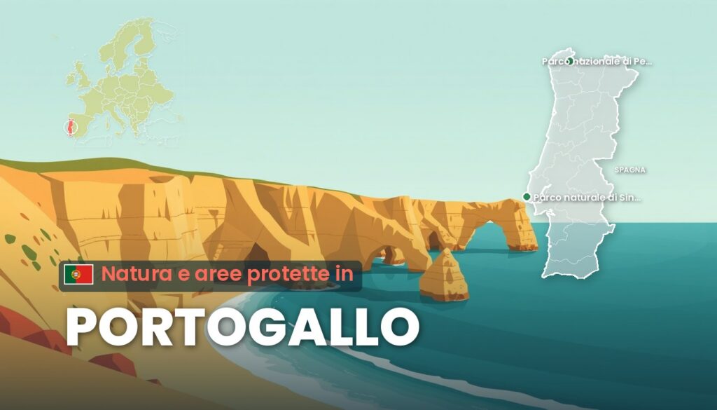 Natura e aree protette in Portogallo: illustrazione con la cartina