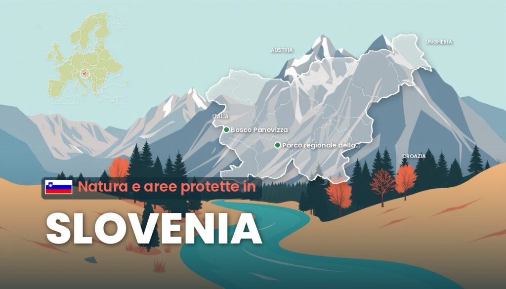 Natura e aree protette in Slovenia: illustrazione con la cartina