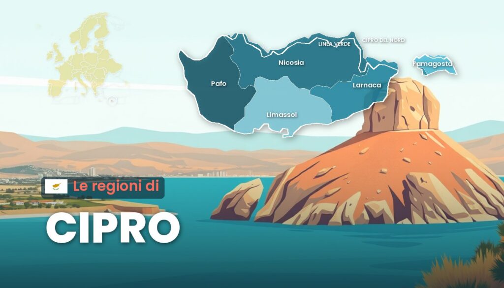 Regioni di Cipro: illustrazione con la cartina