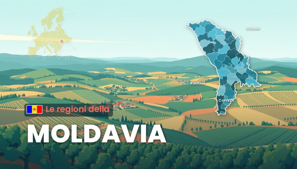 Regioni della Moldavia: illustrazione con la cartina