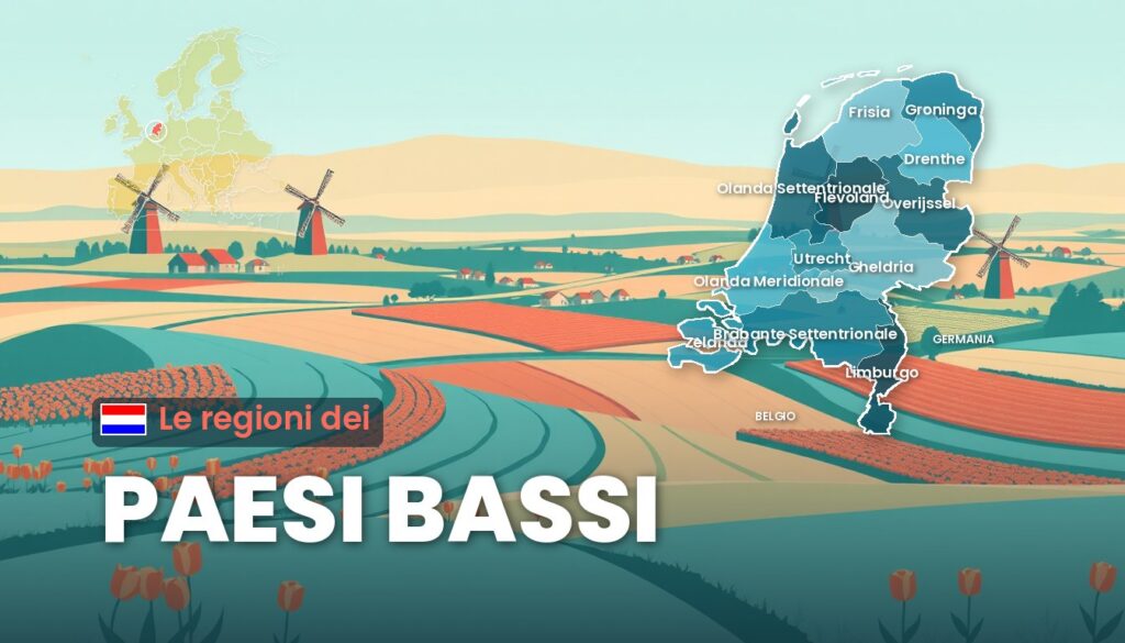Regioni dei Paesi Bassi: illustrazione con la cartina