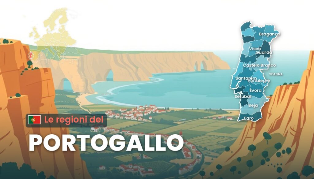 Regioni del Portogallo: illustrazione con la cartina