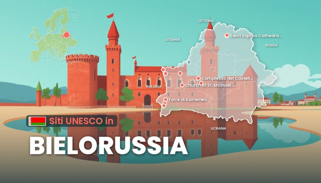 Siti UNESCO in Bielorussia: illustrazione con la cartina