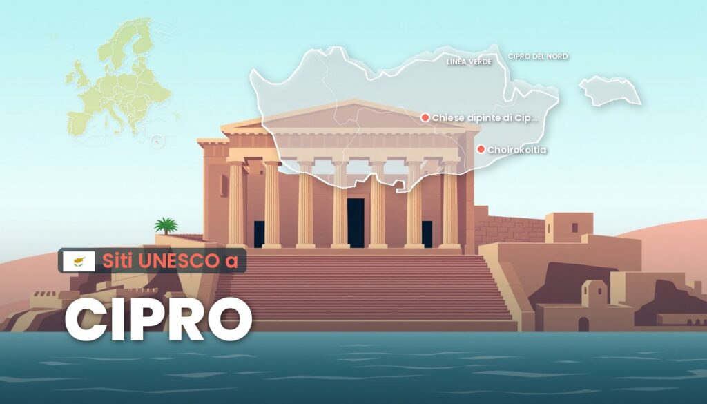 Siti UNESCO a Cipro: illustrazione con la cartina