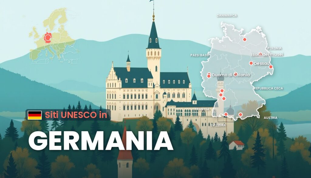 Siti UNESCO in Germania: illustrazione con la cartina