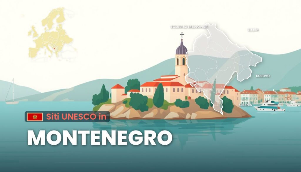 Siti UNESCO in Montenegro: illustrazione con la cartina