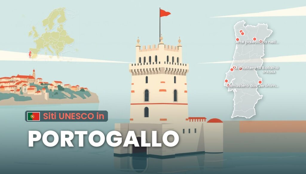 Siti UNESCO in Portogallo: illustrazione con la cartina