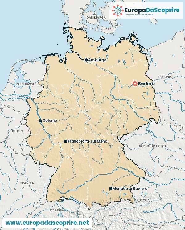 Cartina della Germania con la capitale e le città principali