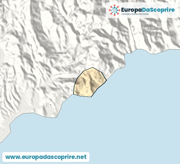 Cartina del Principato di Monaco con la capitale e le città principali
