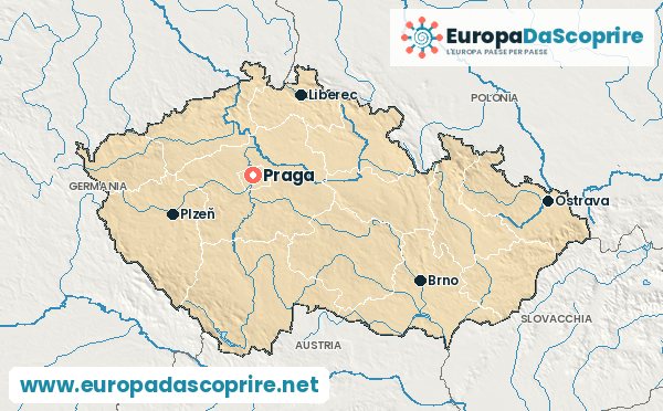 Cartina della Repubblica Ceca con la capitale e le città principali