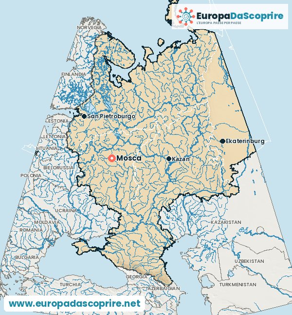 Cartina della Russia con la capitale e le città principali