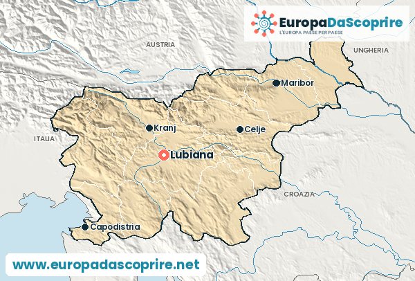Cartina della Slovenia con la capitale e le città principali