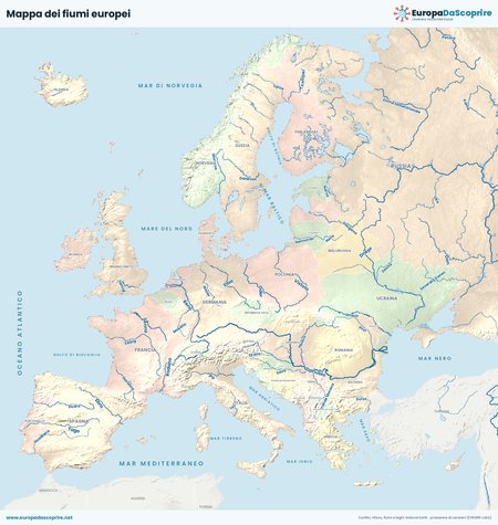 Mappa dei fiumi europei da scaricare
