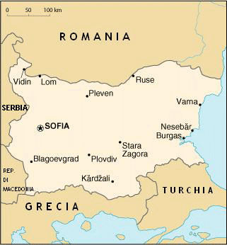 Mappa della Bulgaria