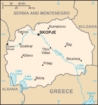Mappa della Macedonia del nord