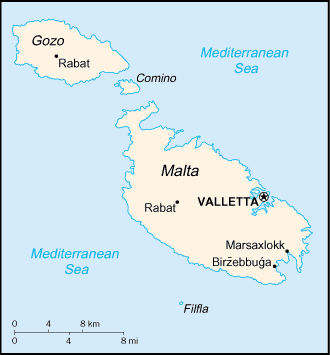 Mappa dell'isola di Malta