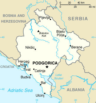 Mappa del Montenegro