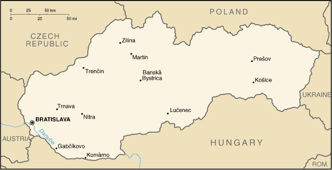 Mappa della Slovacchia